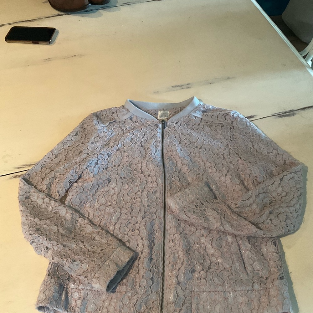 LC Lauren Conrad Blue Bomber Jacket Cozy Style